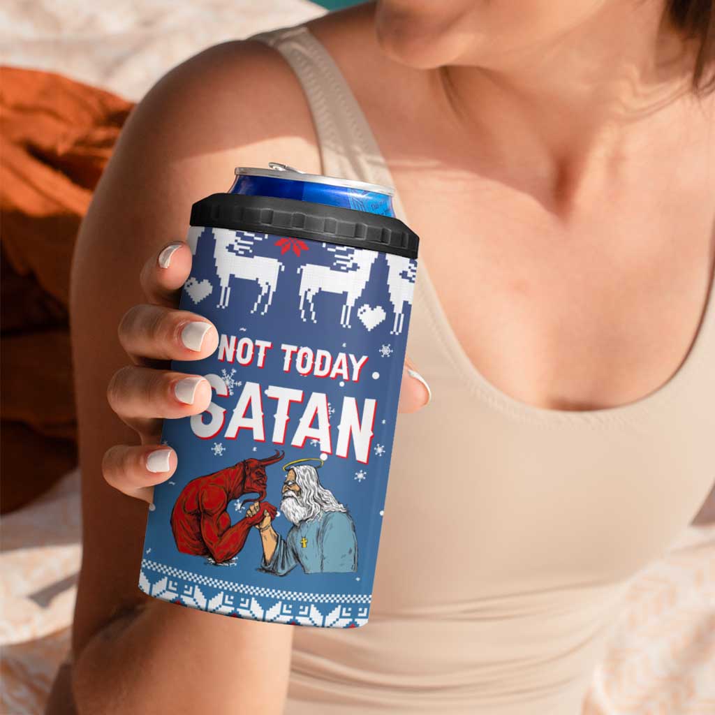 Jesus Not To Day Satan Christmas 4 in 1 Can Cooler Tumbler Funny Xmas Holiday Patterns - Wonder Print Shop
