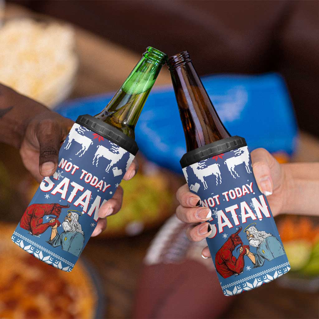 Jesus Not To Day Satan Christmas 4 in 1 Can Cooler Tumbler Funny Xmas Holiday Patterns - Wonder Print Shop