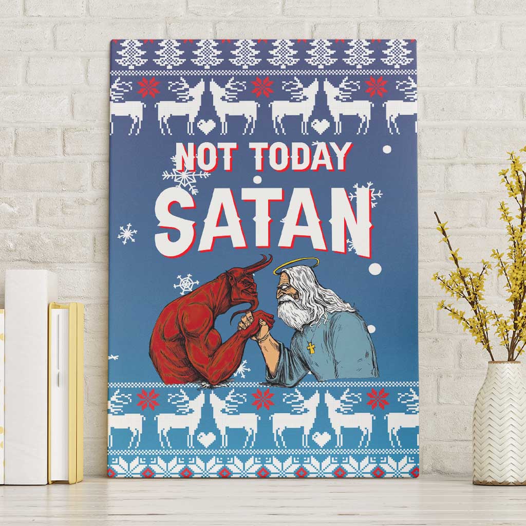 Jesus Not To Day Satan Christmas Canvas Wall Art Funny Xmas Holiday Patterns - Wonder Print Shop