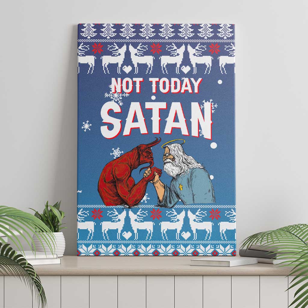Jesus Not To Day Satan Christmas Canvas Wall Art Funny Xmas Holiday Patterns - Wonder Print Shop