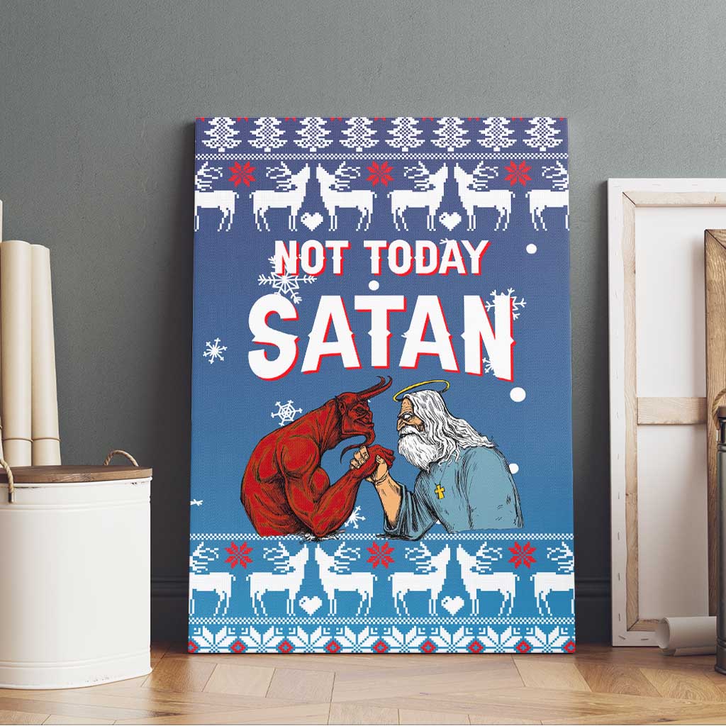 Jesus Not To Day Satan Christmas Canvas Wall Art Funny Xmas Holiday Patterns - Wonder Print Shop