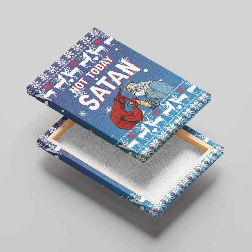 Jesus Not To Day Satan Christmas Canvas Wall Art Funny Xmas Holiday Patterns - Wonder Print Shop
