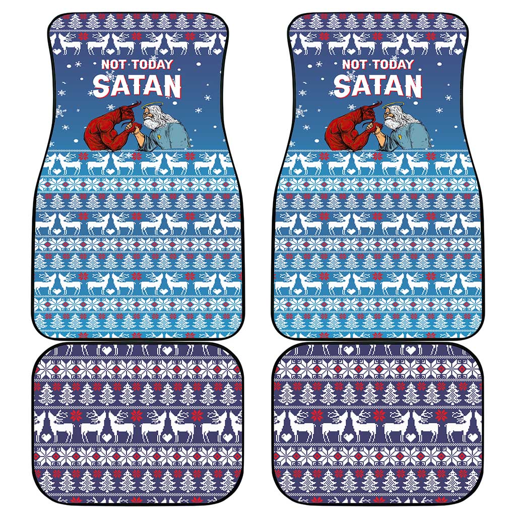 Jesus Not To Day Satan Christmas Car Mats Funny Xmas Holiday Patterns - Wonder Print Shop