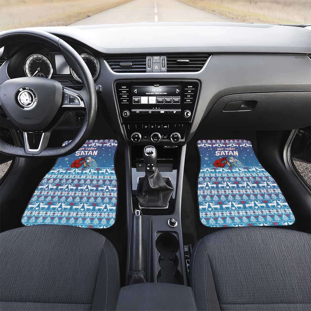 Jesus Not To Day Satan Christmas Car Mats Funny Xmas Holiday Patterns - Wonder Print Shop