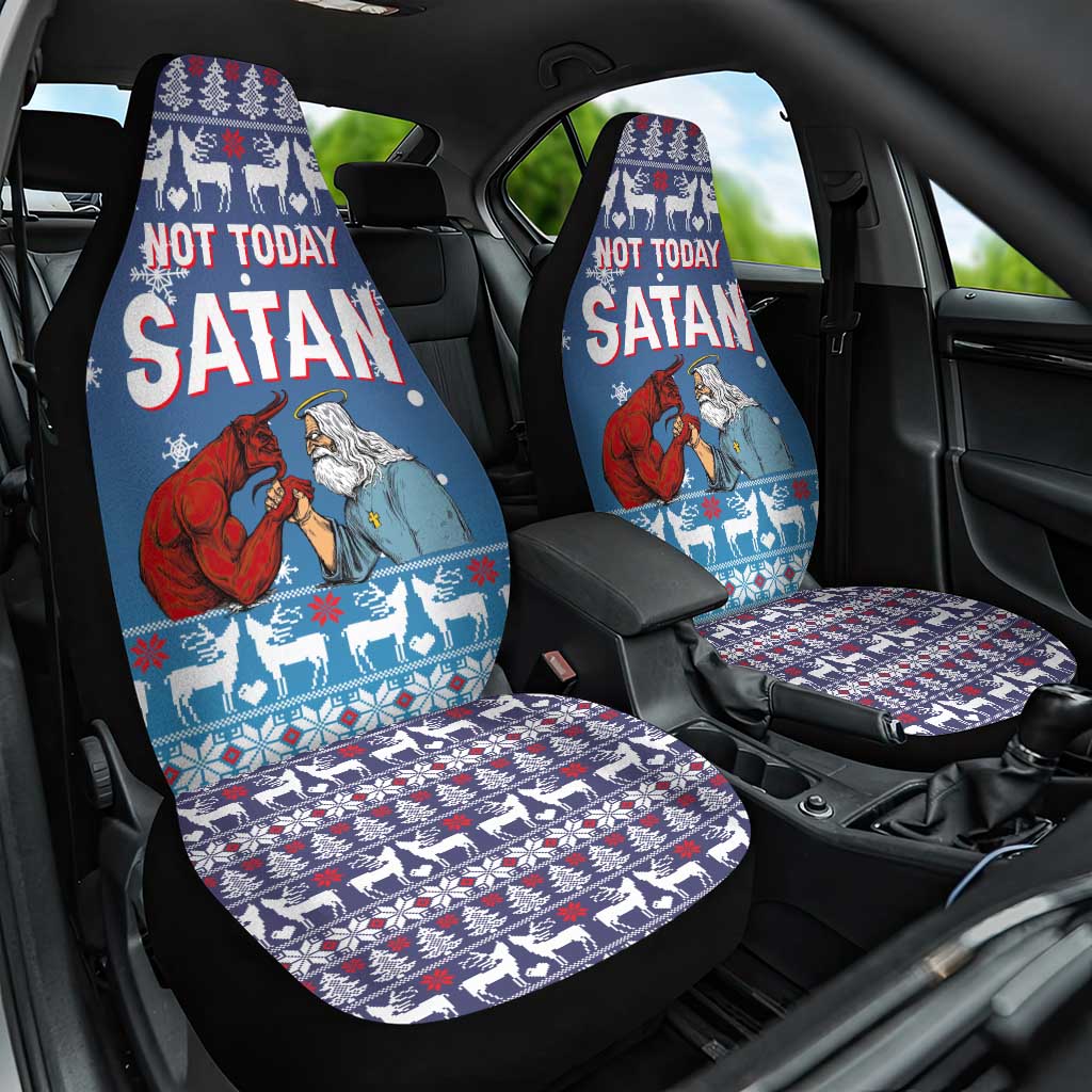 Jesus Not To Day Satan Christmas Car Seat Cover Funny Xmas Holiday Patterns - Wonder Print Shop