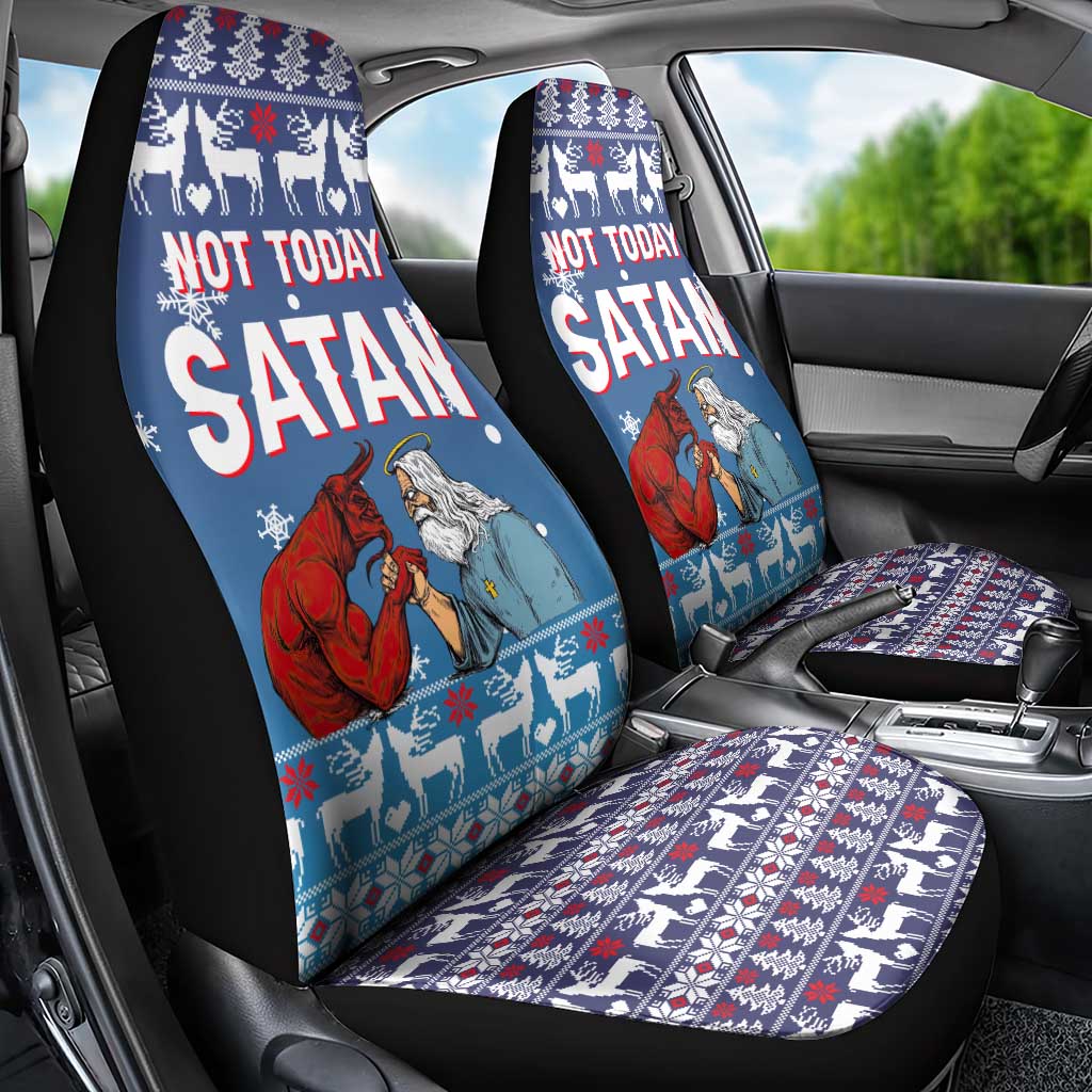 Jesus Not To Day Satan Christmas Car Seat Cover Funny Xmas Holiday Patterns - Wonder Print Shop