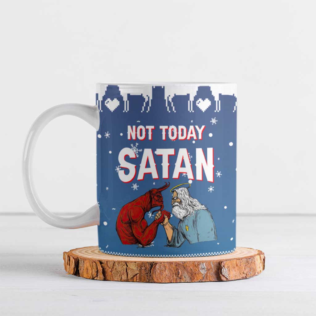 Jesus Not To Day Satan Christmas Ceramic Mug Funny Xmas Holiday Patterns - Wonder Print Shop