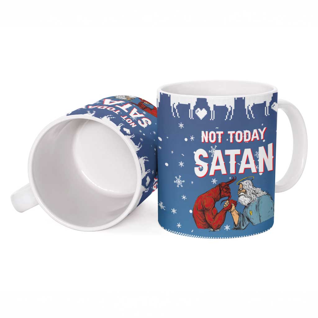 Jesus Not To Day Satan Christmas Ceramic Mug Funny Xmas Holiday Patterns - Wonder Print Shop