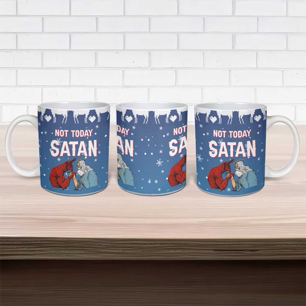 Jesus Not To Day Satan Christmas Ceramic Mug Funny Xmas Holiday Patterns - Wonder Print Shop