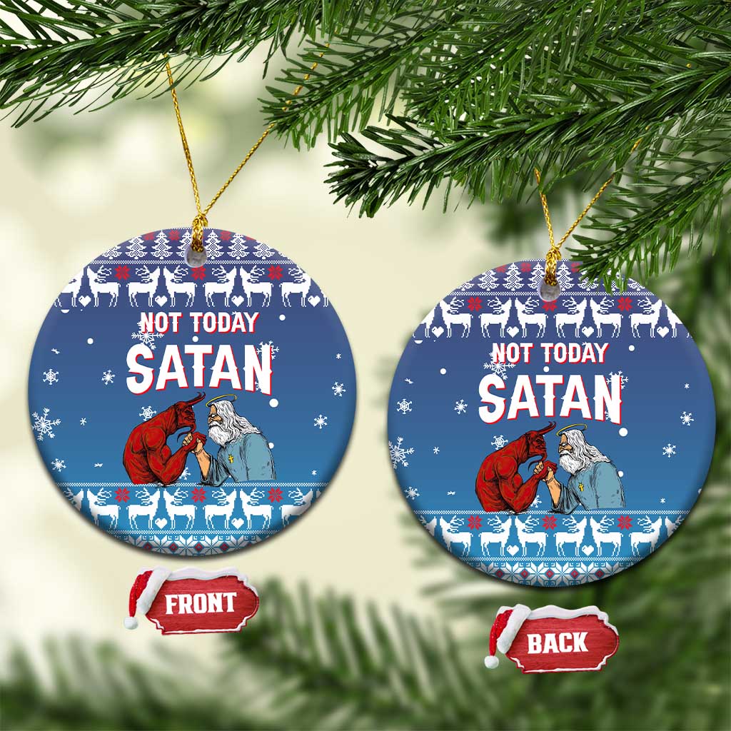 Jesus Not To Day Satan Christmas Ceramic Ornament Funny Xmas Holiday Patterns - Wonder Print Shop