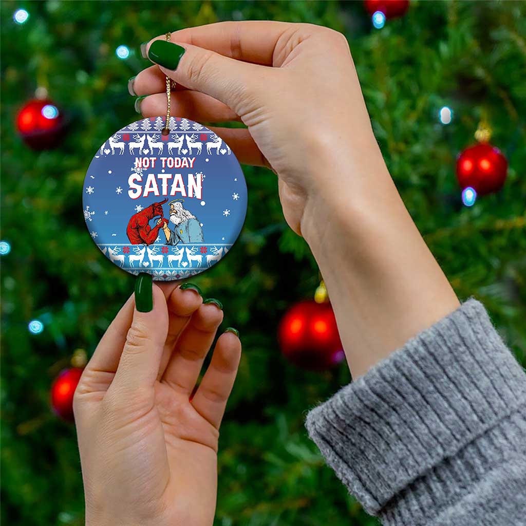 Jesus Not To Day Satan Christmas Ceramic Ornament Funny Xmas Holiday Patterns - Wonder Print Shop
