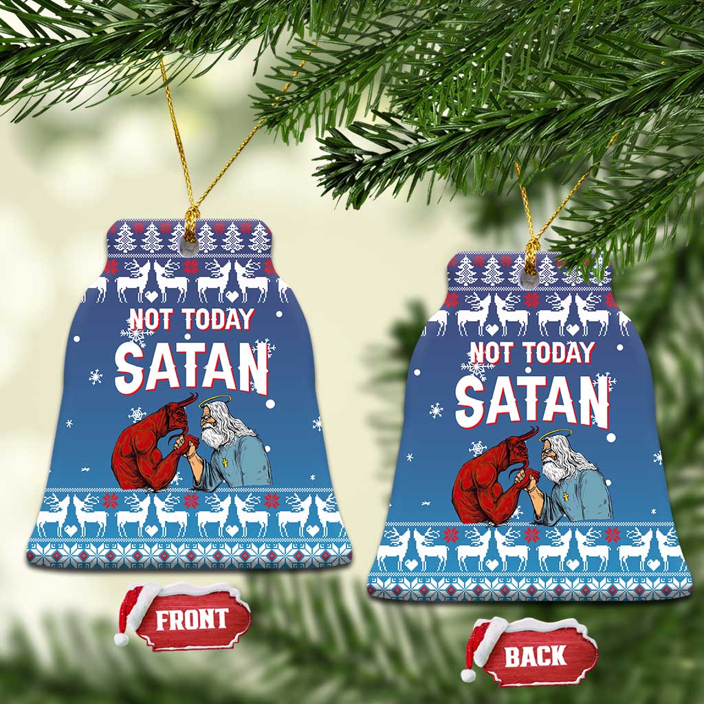 Jesus Not To Day Satan Christmas Ceramic Ornament Funny Xmas Holiday Patterns - Wonder Print Shop