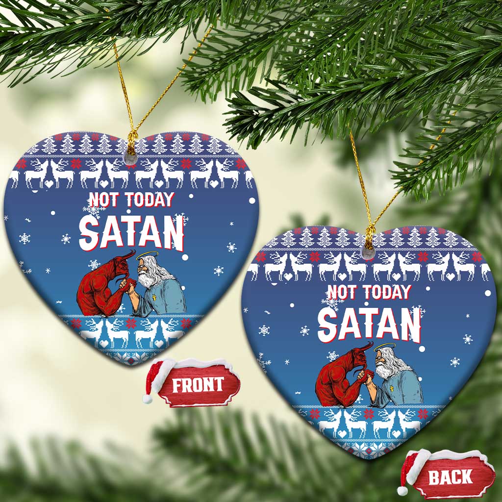 Jesus Not To Day Satan Christmas Ceramic Ornament Funny Xmas Holiday Patterns - Wonder Print Shop