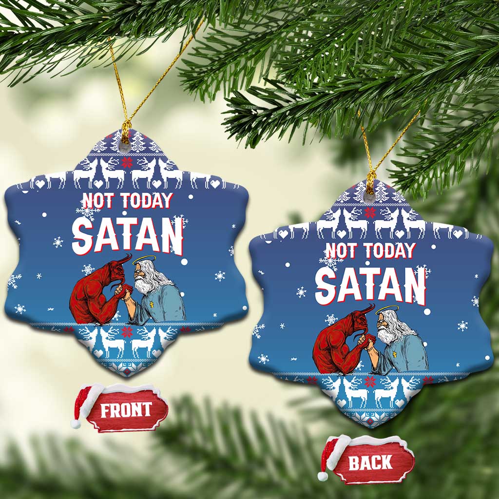 Jesus Not To Day Satan Christmas Ceramic Ornament Funny Xmas Holiday Patterns - Wonder Print Shop