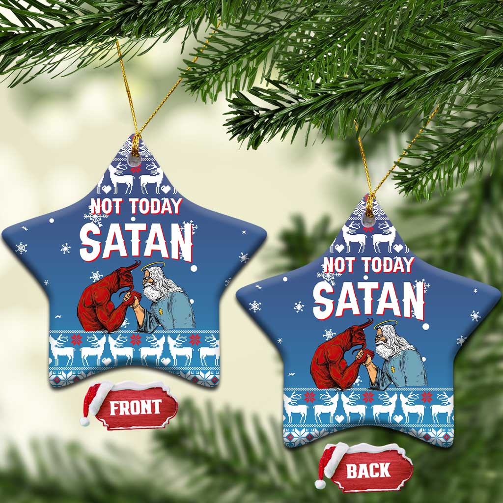 Jesus Not To Day Satan Christmas Ceramic Ornament Funny Xmas Holiday Patterns - Wonder Print Shop