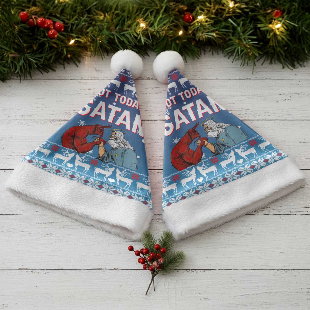 Jesus Not To Day Satan Christmas Santa Hat Funny Xmas Holiday Patterns - Wonder Print Shop