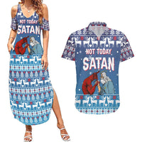 Jesus Not To Day Satan Christmas Couples Matching Summer Maxi Dress and Hawaiian Shirt Funny Xmas Holiday Patterns - Wonder Print Shop