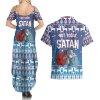 Jesus Not To Day Satan Christmas Couples Matching Summer Maxi Dress and Hawaiian Shirt Funny Xmas Holiday Patterns - Wonder Print Shop