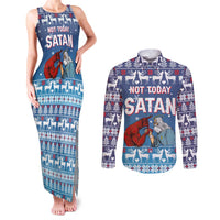 Jesus Not To Day Satan Christmas Couples Matching Tank Maxi Dress and Long Sleeve Button Shirt Funny Xmas Holiday Patterns - Wonder Print Shop