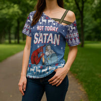 Jesus Not To Day Satan Christmas Cross Shoulder Shirt Funny Xmas Holiday Patterns - Wonder Print Shop