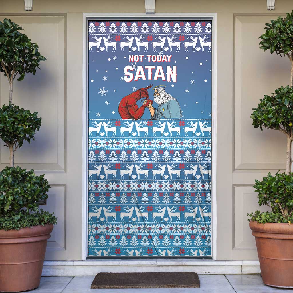 Jesus Not To Day Satan Christmas Door Cover Funny Xmas Holiday Patterns - Wonder Print Shop