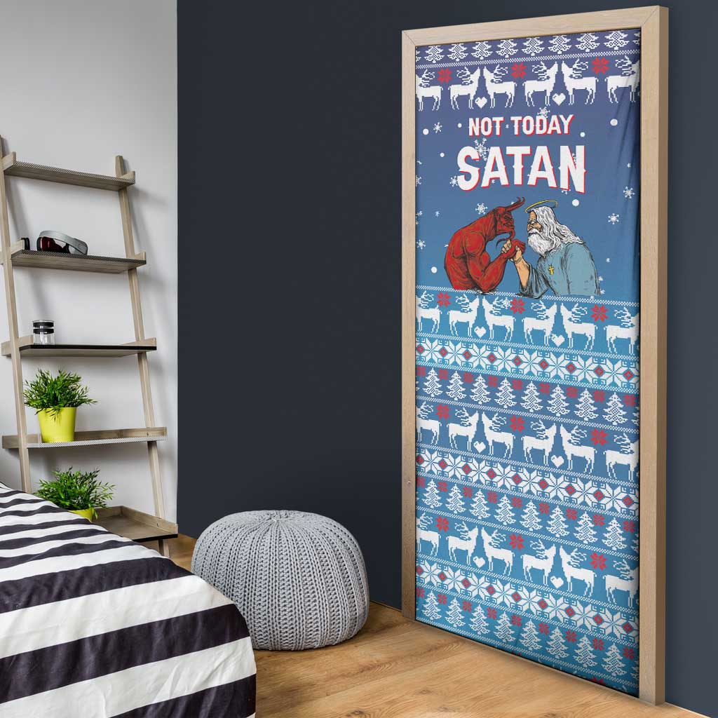 Jesus Not To Day Satan Christmas Door Cover Funny Xmas Holiday Patterns - Wonder Print Shop