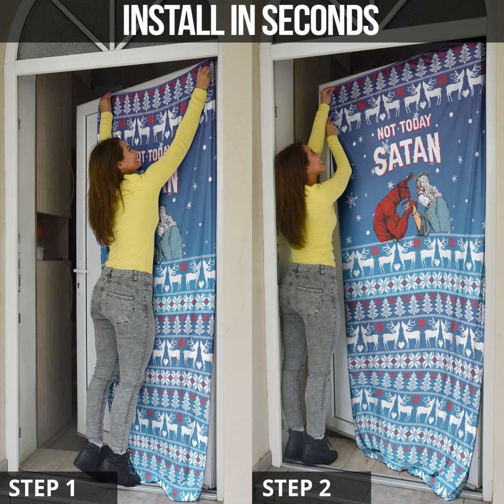Jesus Not To Day Satan Christmas Door Cover Funny Xmas Holiday Patterns - Wonder Print Shop