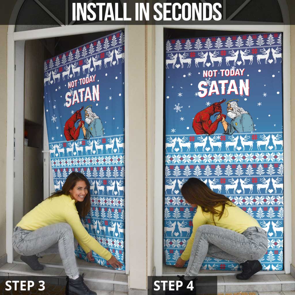 Jesus Not To Day Satan Christmas Door Cover Funny Xmas Holiday Patterns - Wonder Print Shop