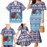 Jesus Not To Day Satan Christmas Family Matching Mermaid Dress and Hawaiian Shirt Funny Xmas Holiday Patterns - Wonder Print Shop