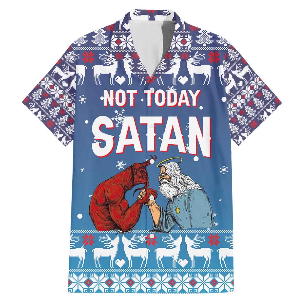 Jesus Not To Day Satan Christmas Family Matching Mermaid Dress and Hawaiian Shirt Funny Xmas Holiday Patterns - Wonder Print Shop