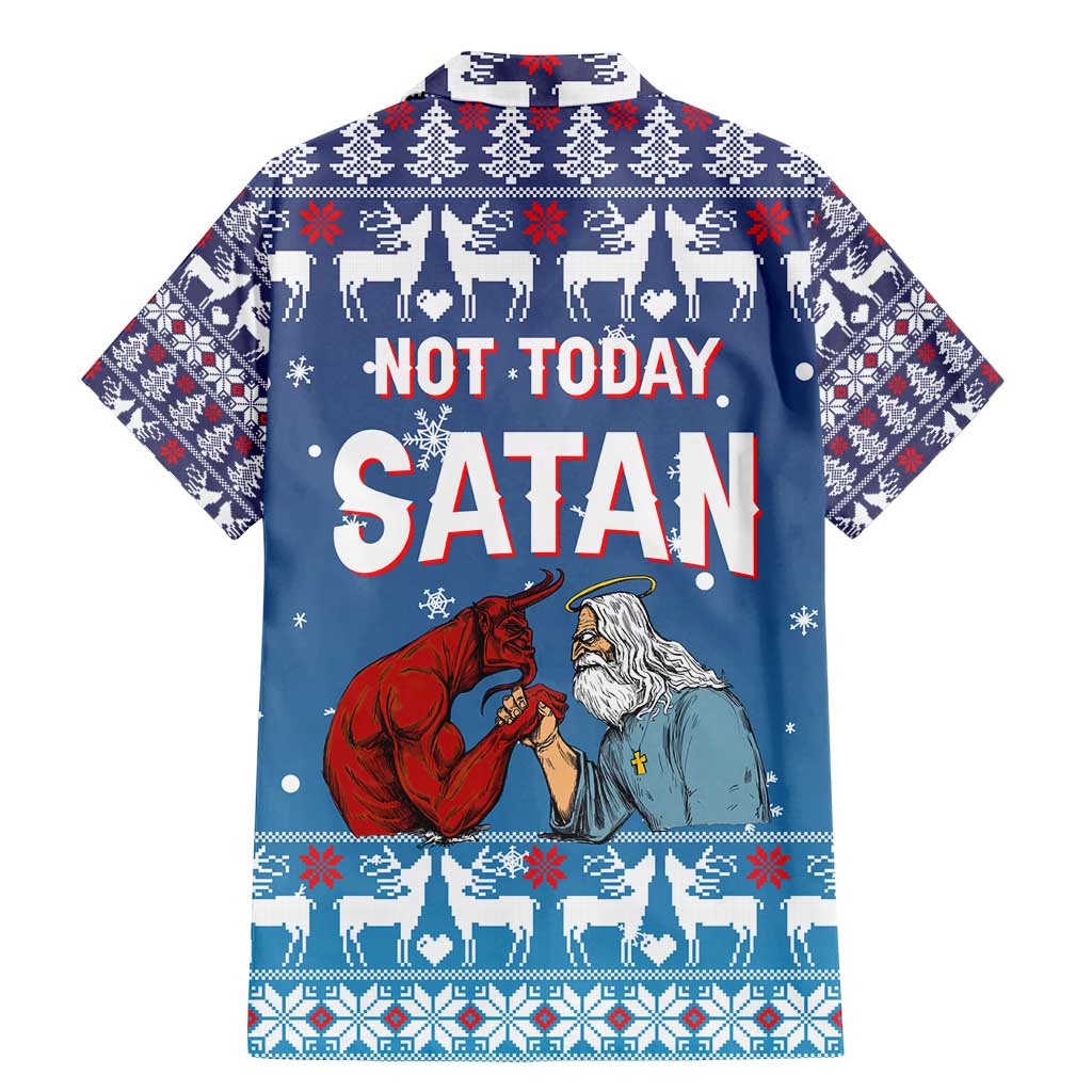 Jesus Not To Day Satan Christmas Family Matching Mermaid Dress and Hawaiian Shirt Funny Xmas Holiday Patterns - Wonder Print Shop