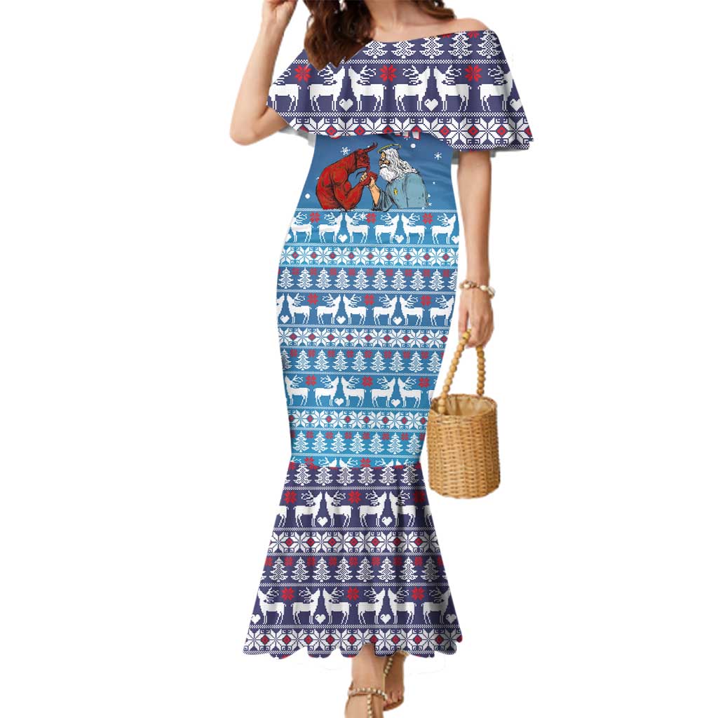 Jesus Not To Day Satan Christmas Family Matching Mermaid Dress and Hawaiian Shirt Funny Xmas Holiday Patterns - Wonder Print Shop