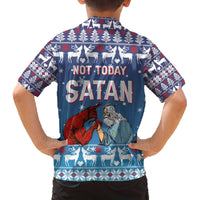 Jesus Not To Day Satan Christmas Family Matching Off The Shoulder Long Sleeve Dress and Hawaiian Shirt Funny Xmas Holiday Patterns - Wonder Print Shop