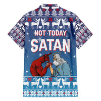 Jesus Not To Day Satan Christmas Family Matching Off The Shoulder Long Sleeve Dress and Hawaiian Shirt Funny Xmas Holiday Patterns - Wonder Print Shop