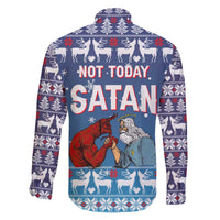 Jesus Not To Day Satan Christmas Family Matching Off The Shoulder Long Sleeve Dress and Hawaiian Shirt Funny Xmas Holiday Patterns - Wonder Print Shop