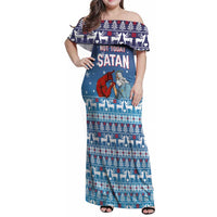 Jesus Not To Day Satan Christmas Family Matching Off Shoulder Maxi Dress and Hawaiian Shirt Funny Xmas Holiday Patterns - Wonder Print Shop