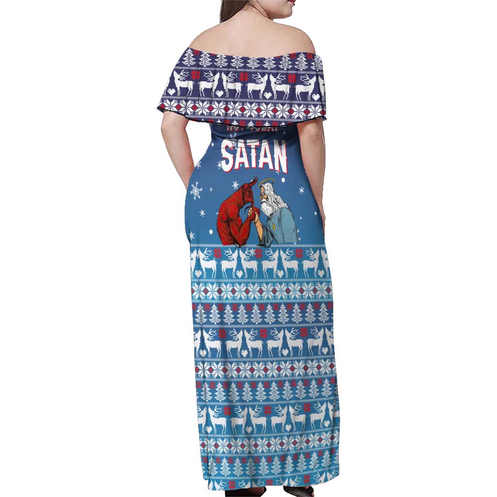 Jesus Not To Day Satan Christmas Family Matching Off Shoulder Maxi Dress and Hawaiian Shirt Funny Xmas Holiday Patterns - Wonder Print Shop