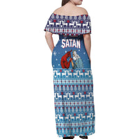 Jesus Not To Day Satan Christmas Family Matching Off Shoulder Maxi Dress and Hawaiian Shirt Funny Xmas Holiday Patterns - Wonder Print Shop