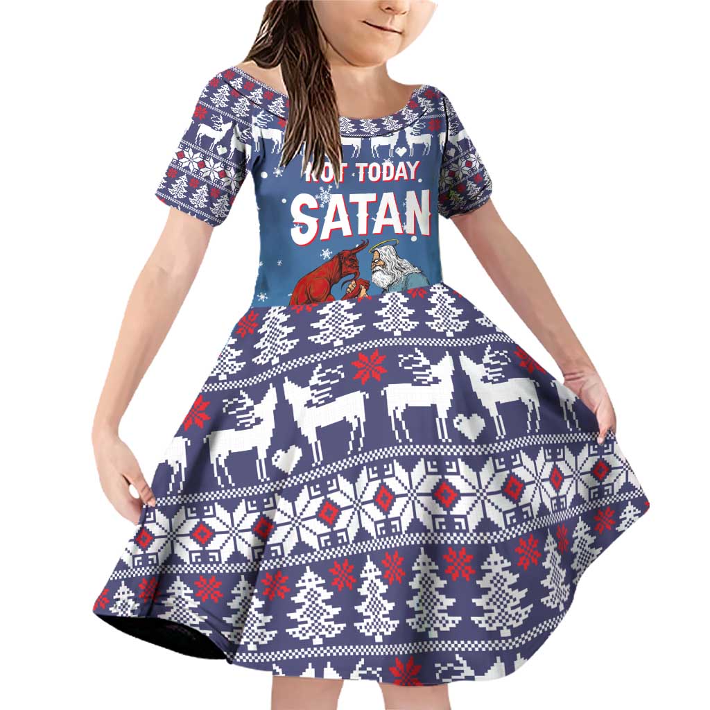 Jesus Not To Day Satan Christmas Family Matching Off Shoulder Short Dress and Hawaiian Shirt Funny Xmas Holiday Patterns - Wonder Print Shop