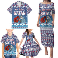Jesus Not To Day Satan Christmas Family Matching Puletasi and Hawaiian Shirt Funny Xmas Holiday Patterns - Wonder Print Shop