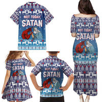 Jesus Not To Day Satan Christmas Family Matching Puletasi and Hawaiian Shirt Funny Xmas Holiday Patterns - Wonder Print Shop