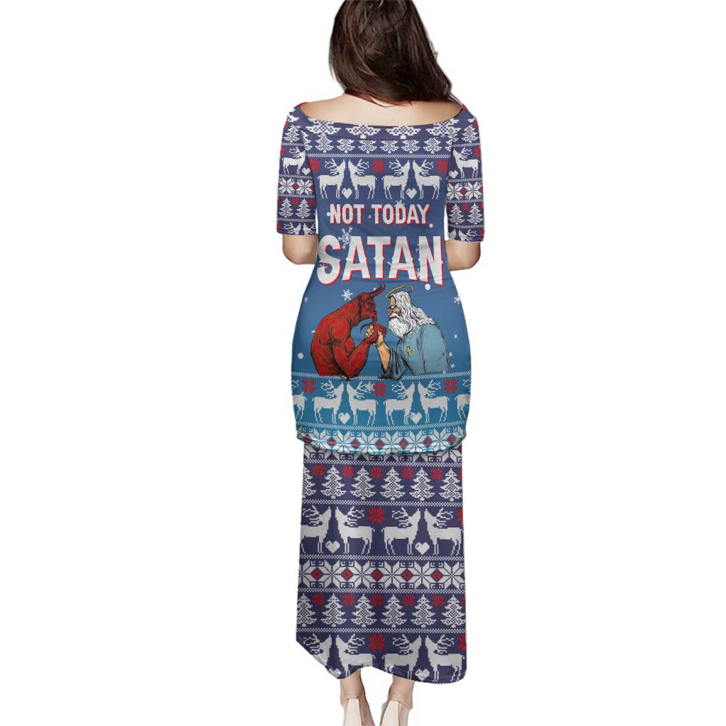 Jesus Not To Day Satan Christmas Family Matching Puletasi and Hawaiian Shirt Funny Xmas Holiday Patterns - Wonder Print Shop