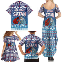 Jesus Not To Day Satan Christmas Family Matching Summer Maxi Dress and Hawaiian Shirt Funny Xmas Holiday Patterns - Wonder Print Shop