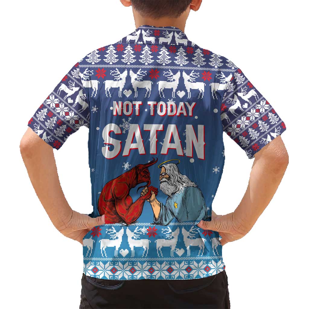 Jesus Not To Day Satan Christmas Family Matching Tank Maxi Dress and Hawaiian Shirt Funny Xmas Holiday Patterns - Wonder Print Shop