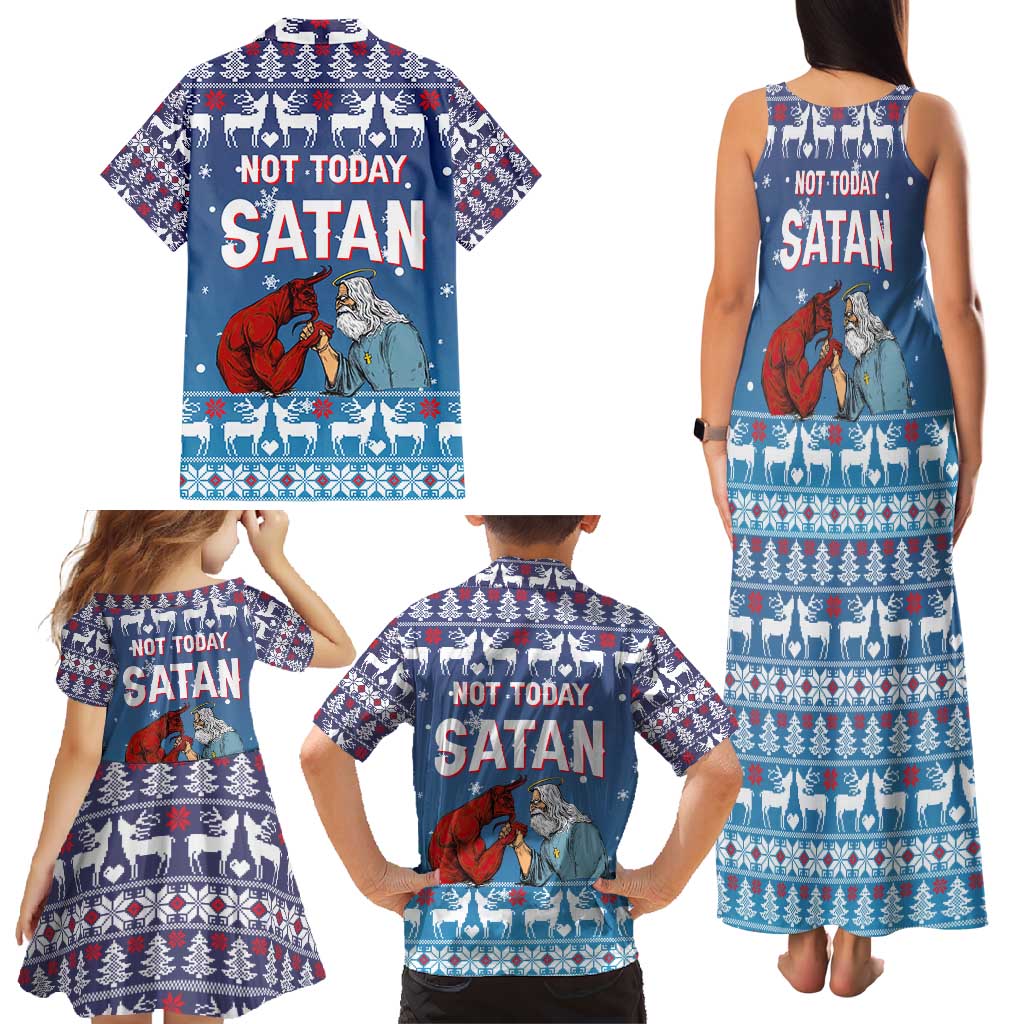 Jesus Not To Day Satan Christmas Family Matching Tank Maxi Dress and Hawaiian Shirt Funny Xmas Holiday Patterns - Wonder Print Shop