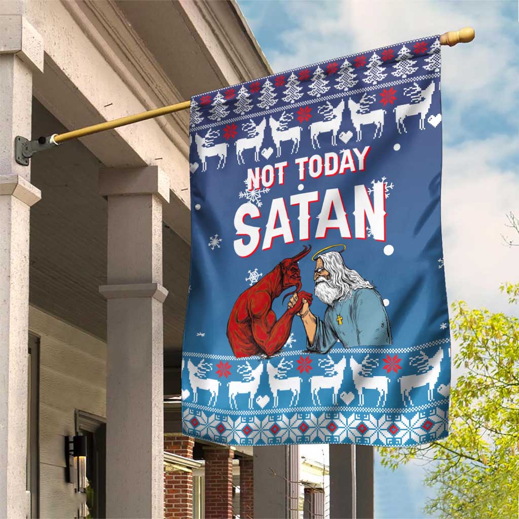 Jesus Not To Day Satan Christmas Garden Flag Funny Xmas Holiday Patterns - Wonder Print Shop
