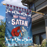 Jesus Not To Day Satan Christmas Garden Flag Funny Xmas Holiday Patterns - Wonder Print Shop