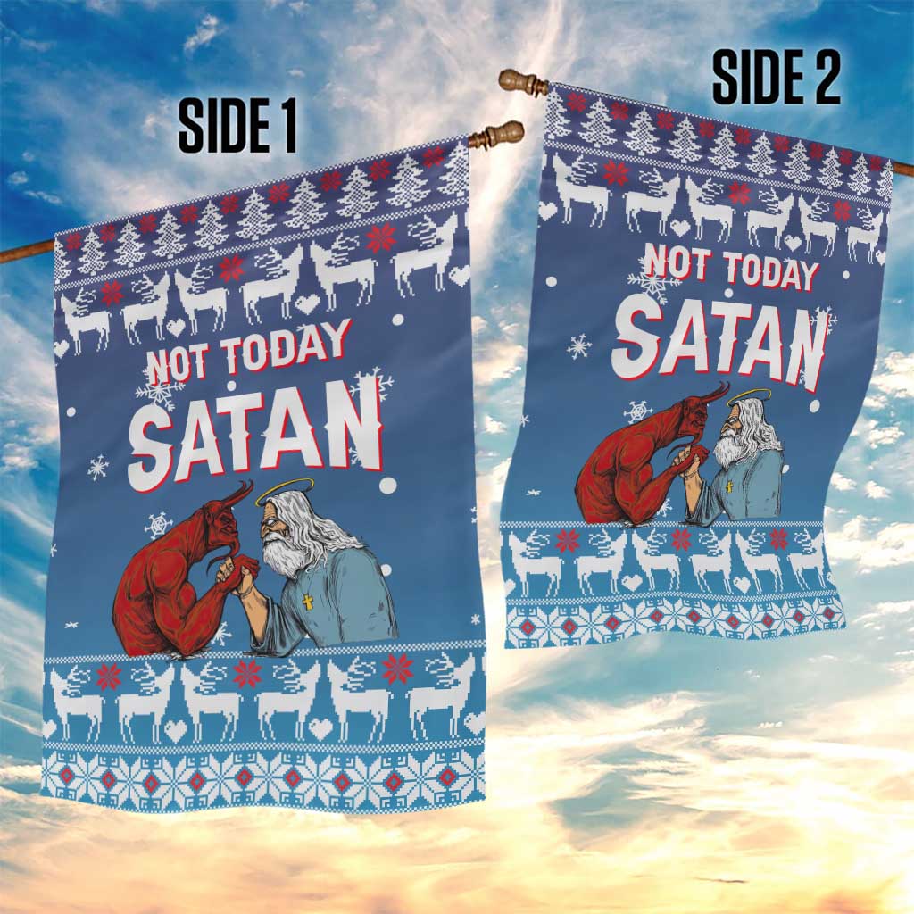 Jesus Not To Day Satan Christmas Garden Flag Funny Xmas Holiday Patterns - Wonder Print Shop