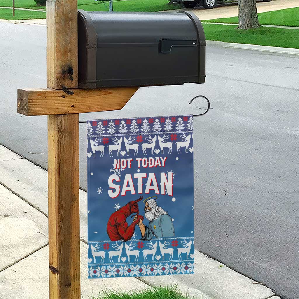 Jesus Not To Day Satan Christmas Garden Flag Funny Xmas Holiday Patterns - Wonder Print Shop