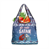 Jesus Not To Day Satan Christmas Grocery Bag Funny Xmas Holiday Patterns - Wonder Print Shop